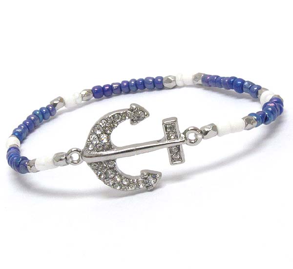 Crystal deco nautica anchor stretch bracelet