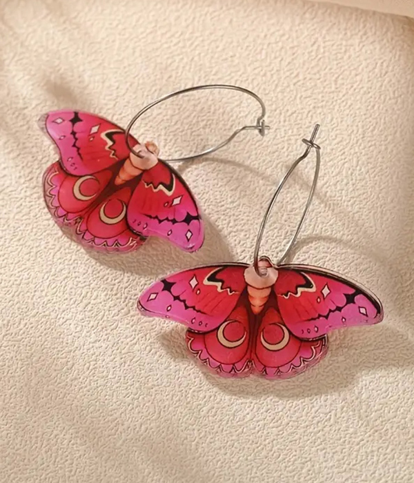 Retro style acrylic butterfly earring