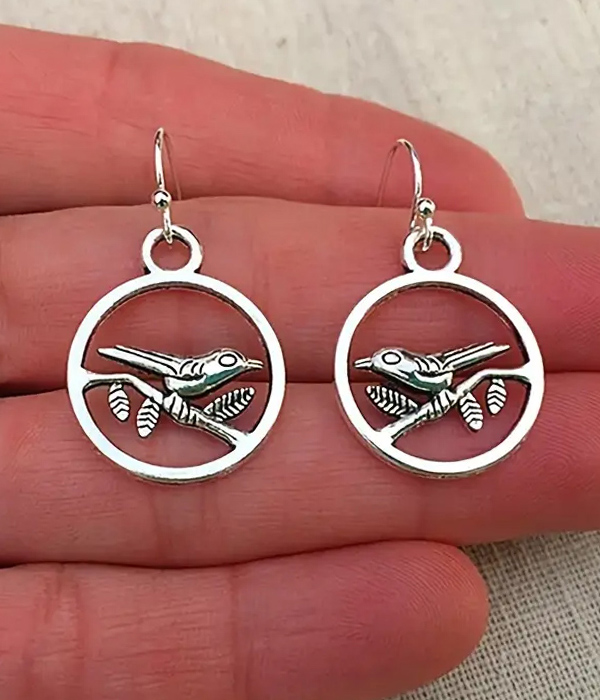 Vintage bird and branch earring