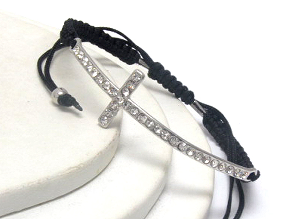 Crystal cross braided yarn friendship bracelet