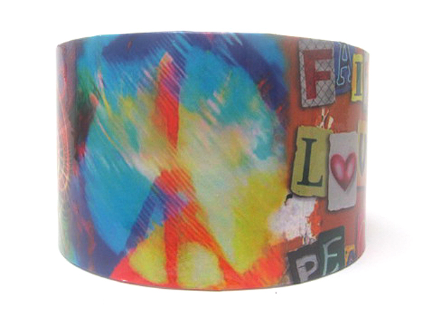 Peace  theme metal  art work cuff bangle