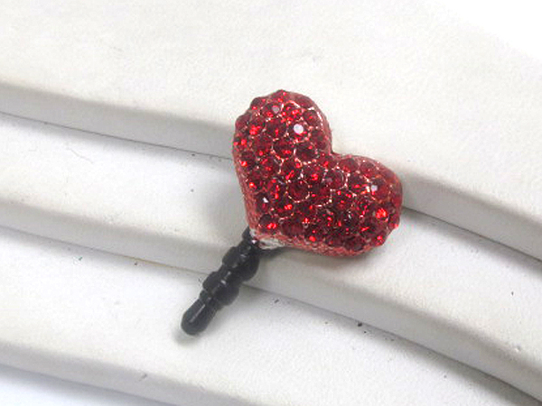 Crystal heart ear cap for smart phone