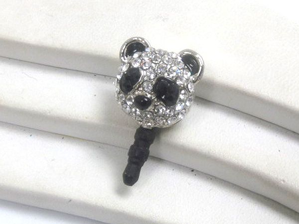 Crystal bear head ear cap for smart phone