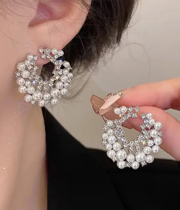 Multi pearl mix earring
