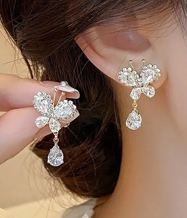 Butterfly teardrop earring