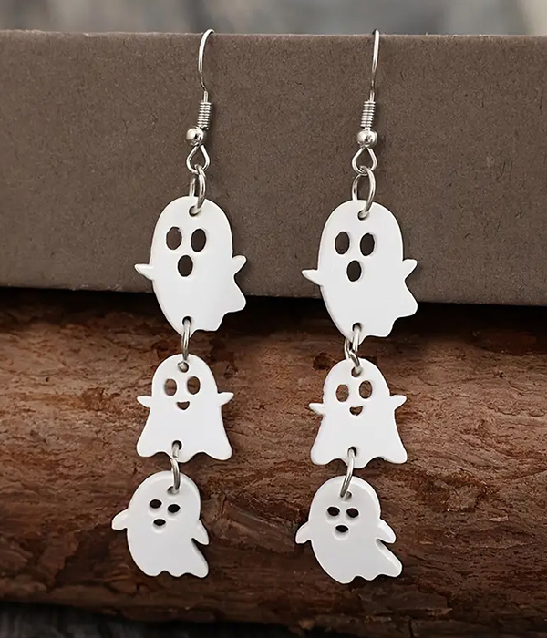 Halloween theme triple ghost drop earring