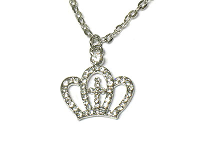 Crystal cross crown necklace