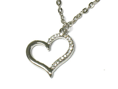 Crystal half tone heart necklace