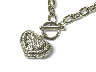 Crystal puff heart necklace