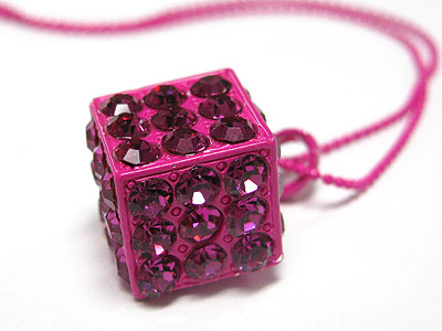 Special price - crystal stud enamel metal dice necklace 