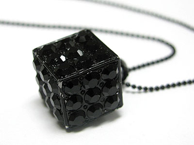 Special price - crystal stud enamel metal dice necklace 