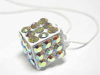 Special price - crystal stud enamel metal dice necklace 