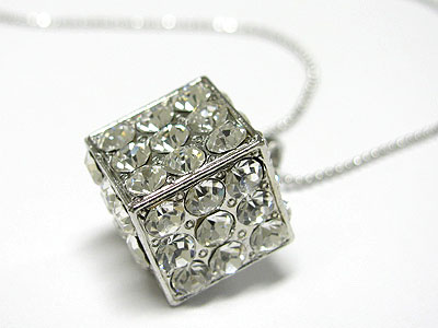 Special price - crystal stud enamel metal dice necklace 