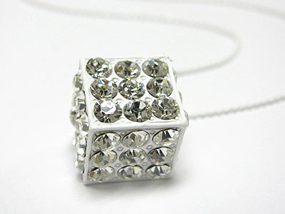 Special price - crystal stud enamel metal dice necklace 