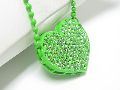 Special price - crystal stud enamel metal large heart long necklace 