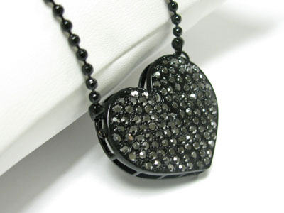 Special price - crystal stud enamel metal large heart long necklace