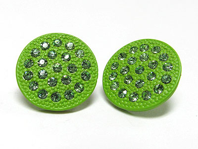 Special price - crystal stud enamel metal round earring