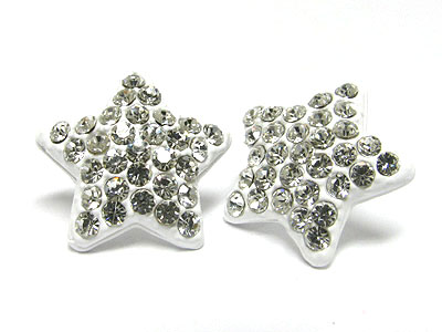 Special price - crystal stud enamel metal puffy heart earring