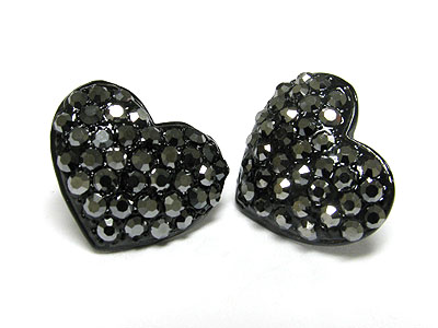 Special price - crystal stud enamel metal puffy heart earring