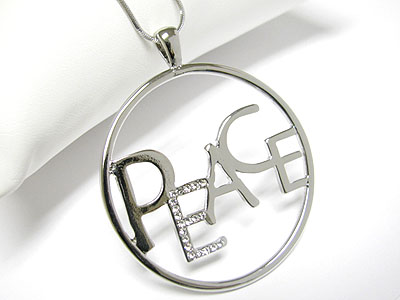 Made in korea whitegold plating large round peace pendant necklace