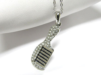 Whitegold palting crystal comb pendant necklace 