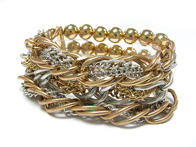 Multi strand metal chain link bracelet