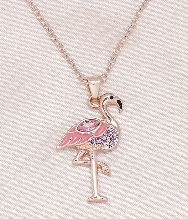 Epoxy flamingo pendant necklace