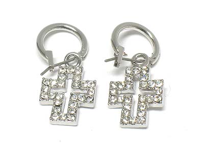 Crystal cross earring