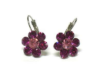 Noblesse crystal deco flower shape french clip earring 