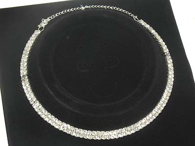 Rhinestone two line choker