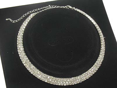 Rhinestone three line choker