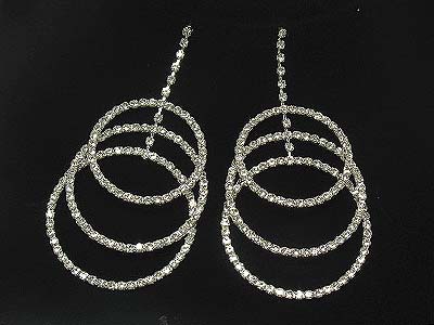 Rhinestone multi circle links earring