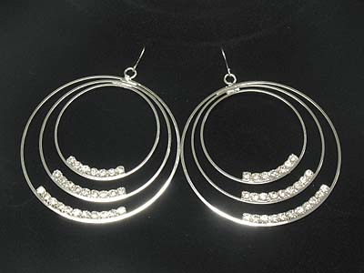 Rhinestone deco multi round earring