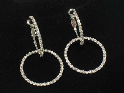 Rhinestone deco simple round links earring