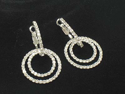 Rhinestone dual round links earring