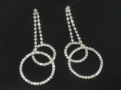 Rhinestone double round drop earring