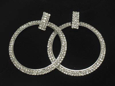 Rhinestone paved large round earring