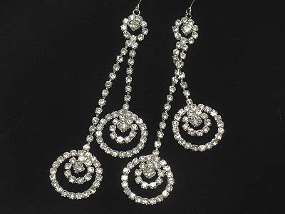 Rhinestone dual round drop earring