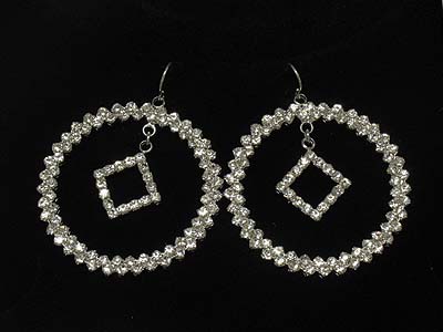 Rhinestone round square deco earring 