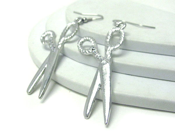 Plain metal scissors earrings