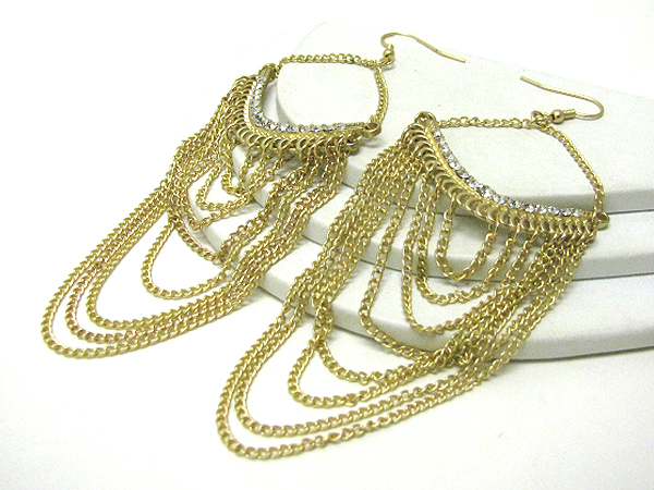 Crystal deco multi chain link earrings