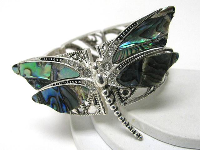 Abalone butterfly top stretch bracelet