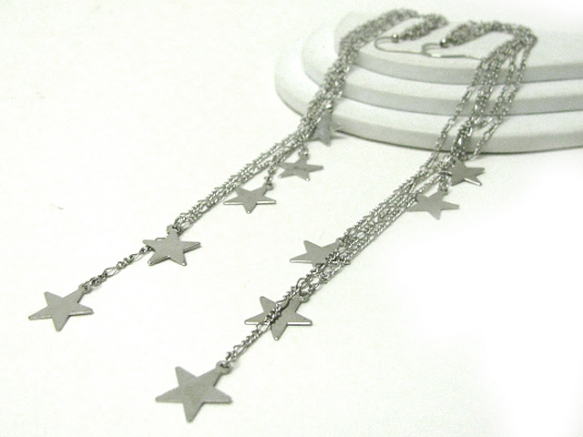 9 inch super long multi star and chain drop earring