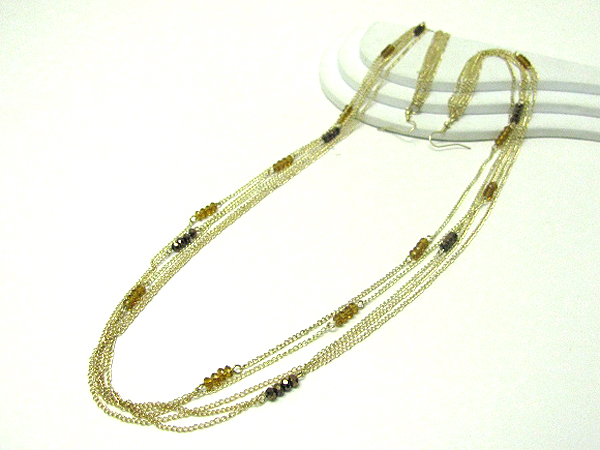 14 inch drop super long earlace - multi chain and glass bead deco