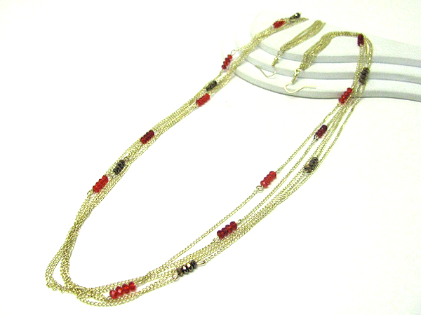 14 inch drop super long earlace - multi chain and glass bead deco