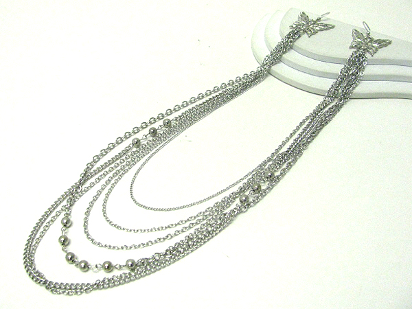 12 inch drop super long earlace - multi chain and butterfly deco