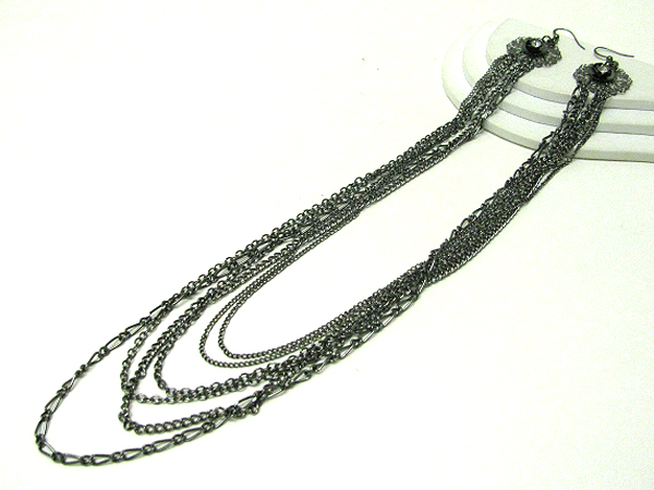 12 inch drop super long earlace - multi chain and crystal deco