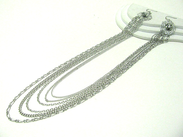 12 inch drop super long earlace - multi chain and crystal deco