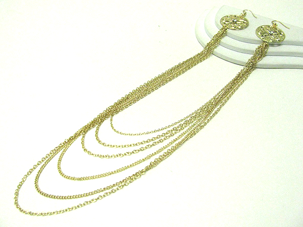 12 inch drop super long earlace - multi chain and crystal deco