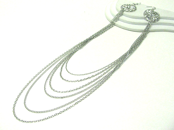 12 inch drop super long earlace - multi chain and crystal deco